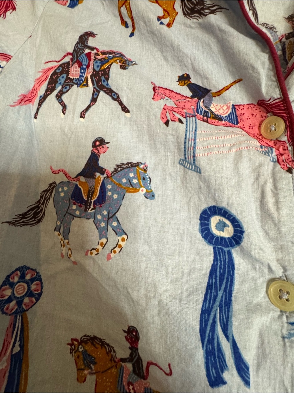 Printfresh Light Blue Equestrian Ribbon Pajama Set - Picture 6 of 7